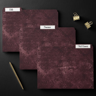 Velvety Wine Damask   Bordeaux Sangria Grunge Glam File Folder
