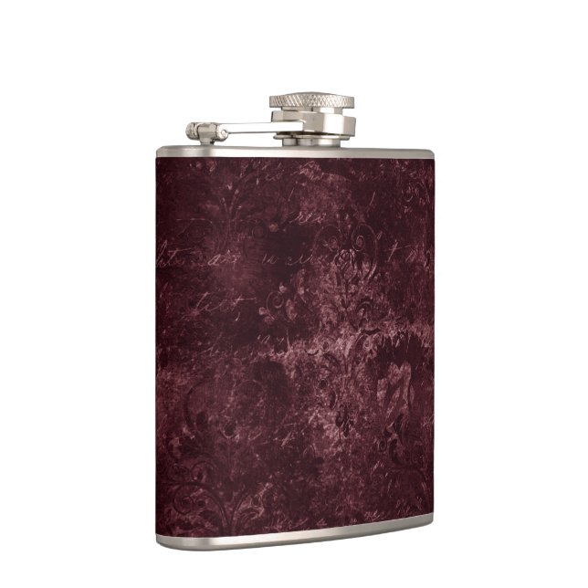 Velvety Wine Damask | Bordeaux Sangria Grunge Glam Flask (Right)