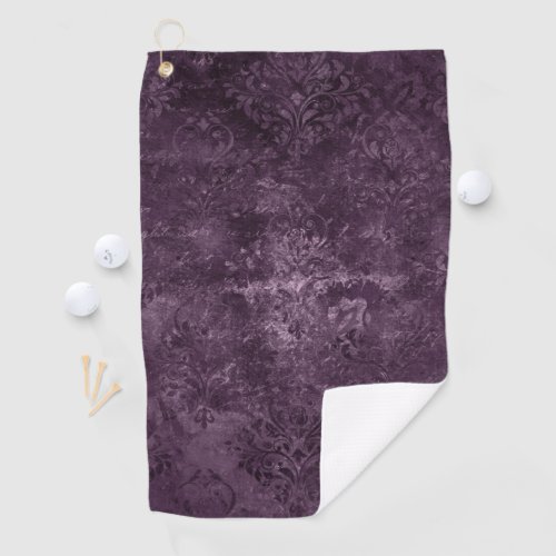 Velvety Wine Damask  Bordeaux Sangria Grunge Glam Golf Towel