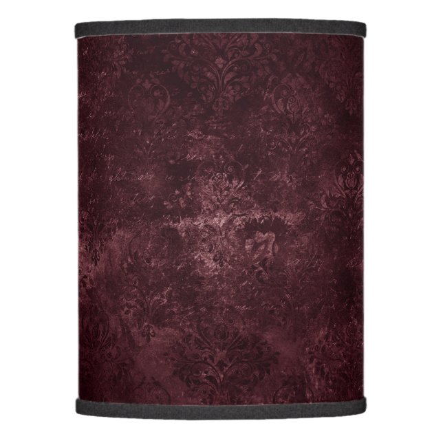 Velvety Wine Damask | Bordeaux Sangria Grunge Glam Lamp Shade (Front)