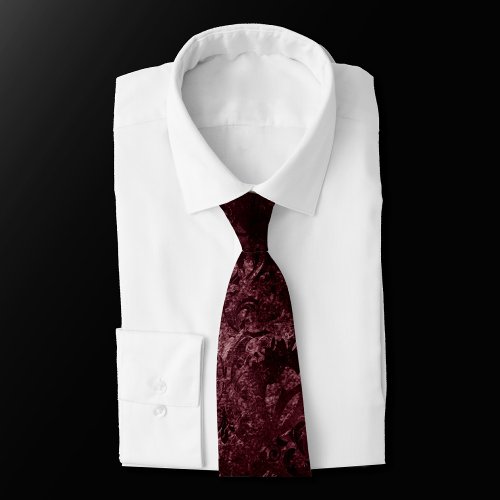 Velvety Wine Damask  Bordeaux Sangria Grunge Glam Neck Tie