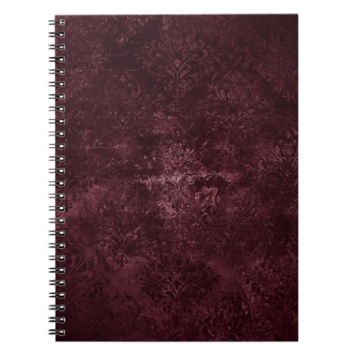 Velvety Wine Damask  Bordeaux Sangria Grunge Glam Notebook