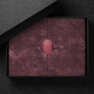 Velvety Wine Damask | Bordeaux Sangria Grunge Glam Tissue Paper