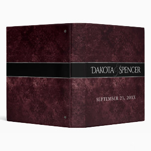 Velvety Wine Damask Maroon Merlot Grunge Baroque 3 Ring Binder