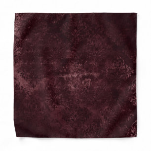 Velvety Wine Damask   Maroon Merlot Grunge Baroque Bandana