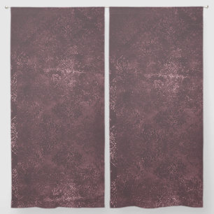 Velvety Wine Damask Maroon Merlot Grunge Baroque Sheer Curtains