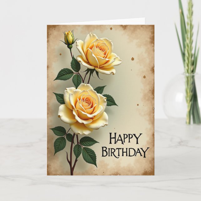 Velvety Yellow Birthday Card (Front)