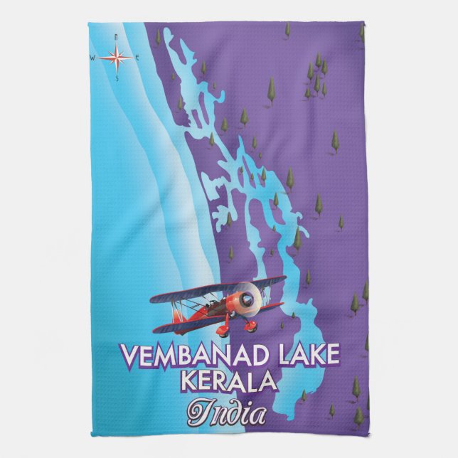 Vembanad Lake ,India travel poster Kitchen Towel (Vertical)