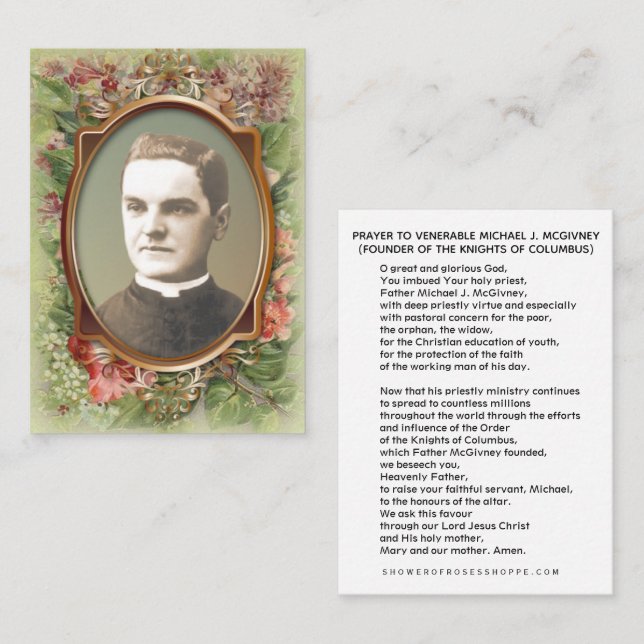 Ven. Michael McGivney Knights of Columbus CARD (Front/Back)