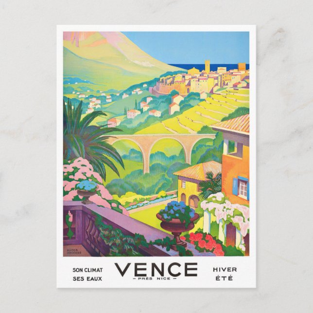 Vence France vintage travel Postcard (Front)