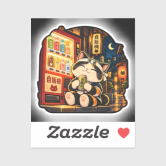 Vending Machine Cat Sticker | Japanese Night Stree