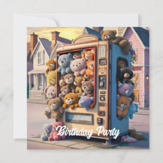 Vending machine filled with teddy Bears  Invitation