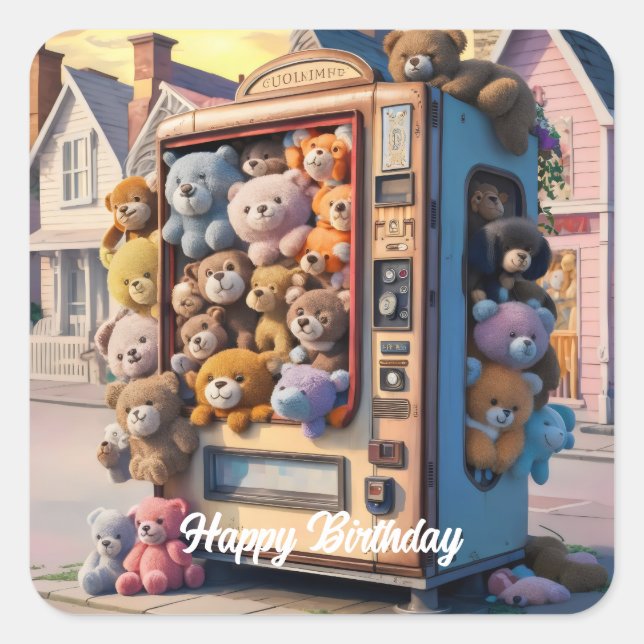 Vending machine filled with teddy Bears  Square Sticker (Front)