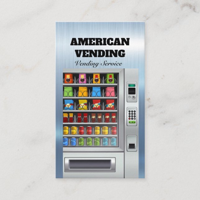 Vending Service Food Snack Vendor Metal Design Business Card (Front)
