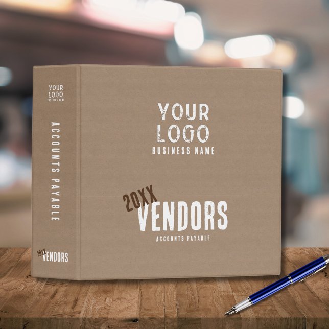 Vendors A/P Rustic Charm Kraft Paper Business  3 Ring Binder (Creator Uploaded)
