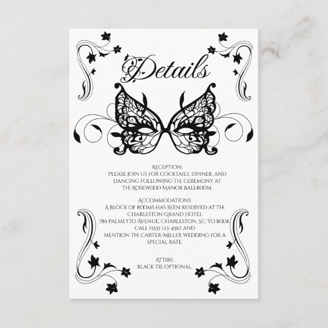 Venetia Carnivale Masque Victorian Ornate Flourish Enclosure Card (Front)