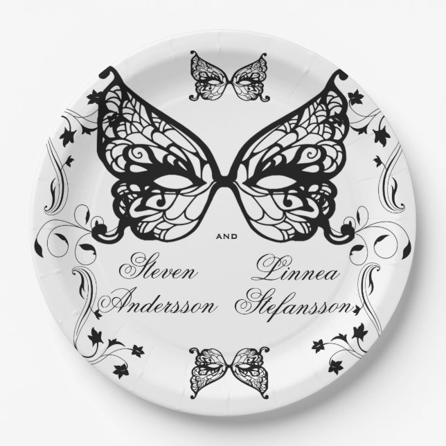 Venetia Carnivale Masque Victorian Ornate Flourish Paper Plates (Front)