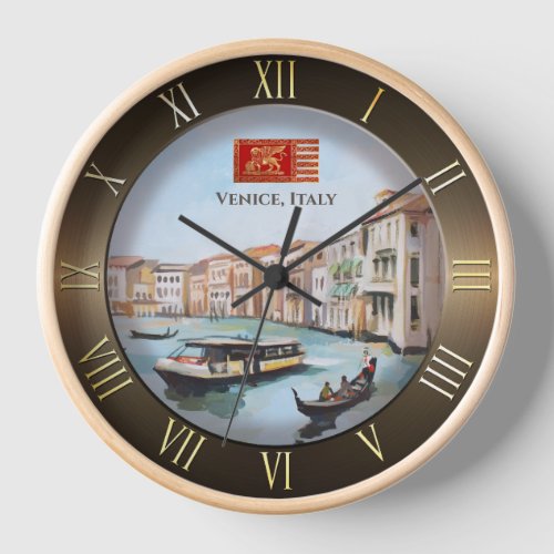 Venetian Boats on Grand Canal Clock