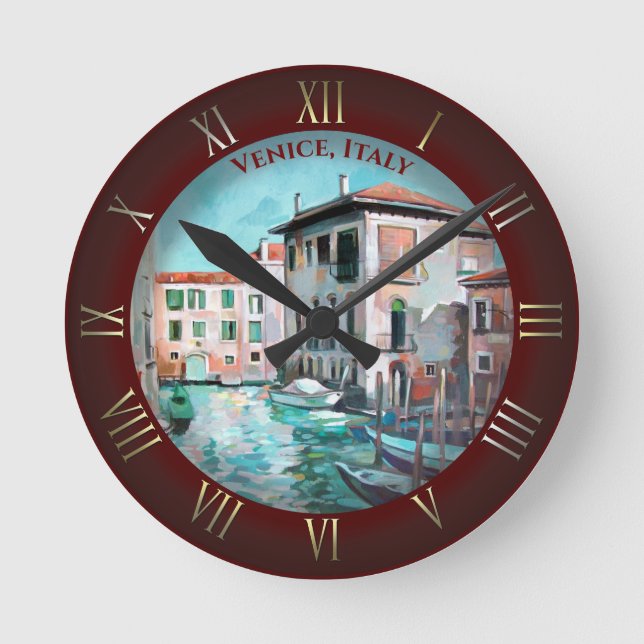 Venetian Boats Round Clock (Front)