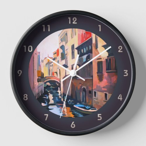 Venetian Canal _ Fine Art Painting Clock