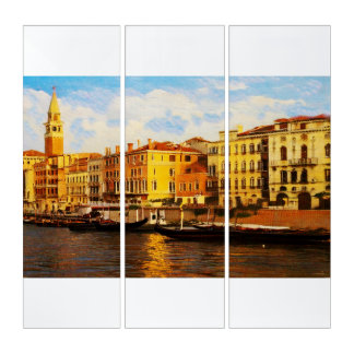Venetian Canal In Vibrant Watercolors Triptych