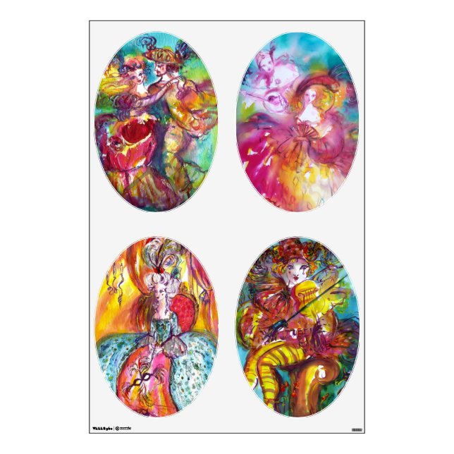VENETIAN CARNIVAL CHARACTERS WALL DECAL (Front)