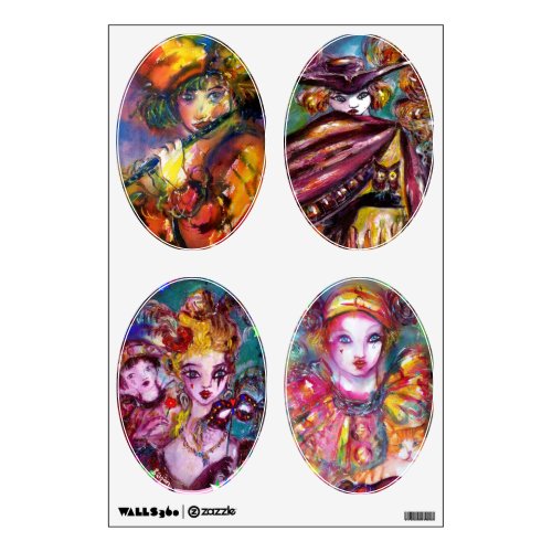 VENETIAN CARNIVAL CHARACTERS WALL DECAL