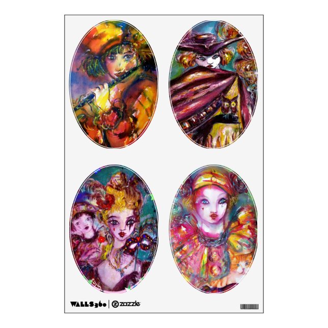 VENETIAN CARNIVAL CHARACTERS WALL DECAL (Front)