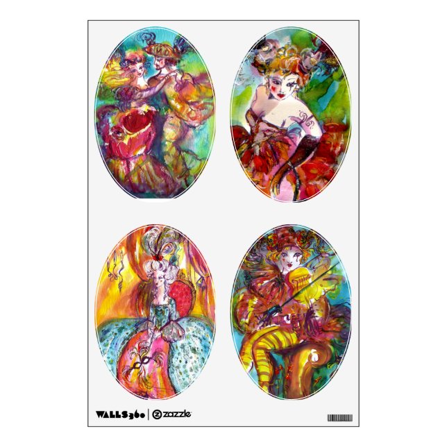 VENETIAN CARNIVAL CHARACTERS WALL STICKER (Front)