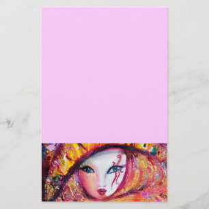 VENETIAN CARNIVAL MASK IN GOLD YELLOW STATIONERY