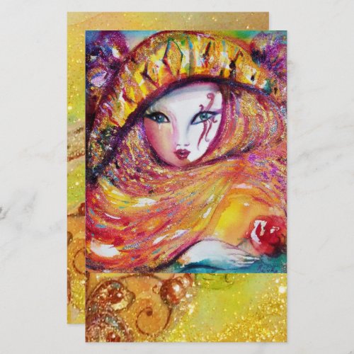 VENETIAN CARNIVAL MASK IN GOLD YELLOW STATIONERY