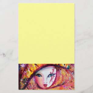 VENETIAN CARNIVAL MASK IN GOLD YELLOW STATIONERY