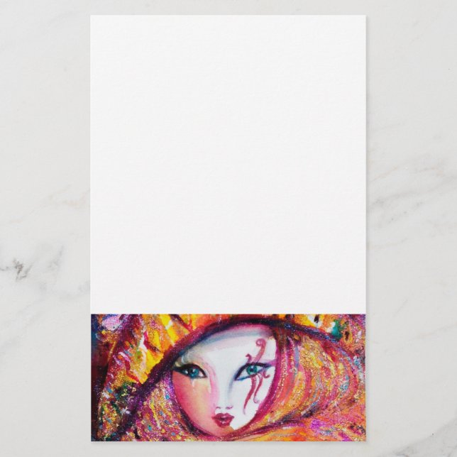 VENETIAN CARNIVAL MASK IN YELLOW STATIONERY (Front)