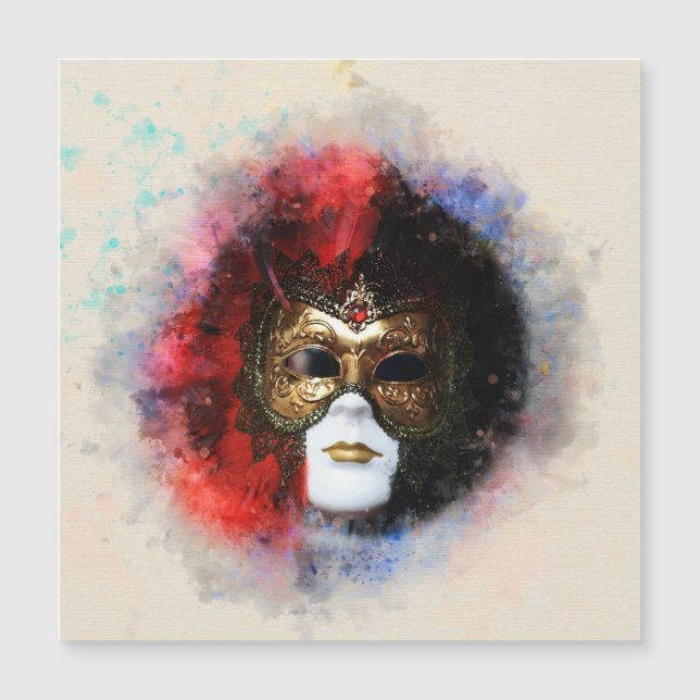 Venetian Carnival Mask Magnetic Card | Masquerade  (Front)