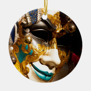 Venetian Costume Mask for Carnival Ceramic Ornament