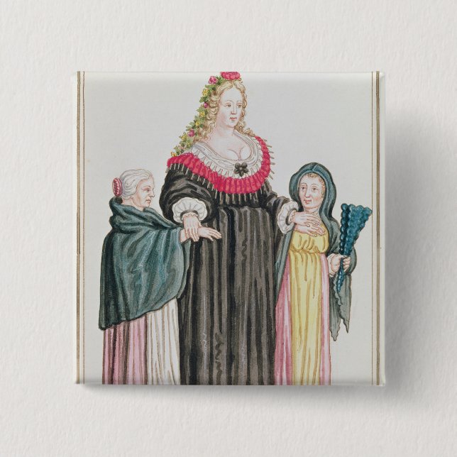 Venetian Courtesan Pinback Button (Front)