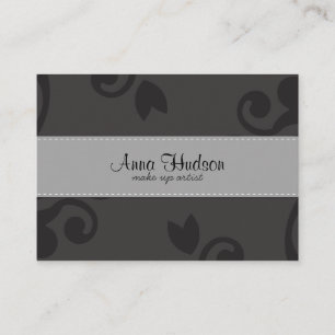 Venetian Damask, Ornaments, Swirls - Gray Black Business Card