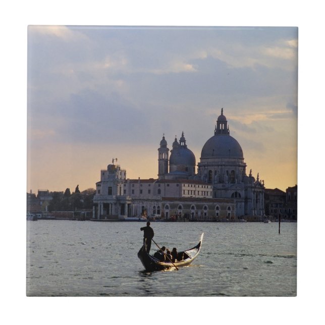 Venetian gondola at sunset - Italy Ceramic Tile (Front)
