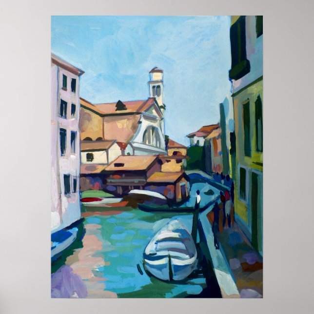 Venetian Gondola Boatyard Painting Poster (Front)