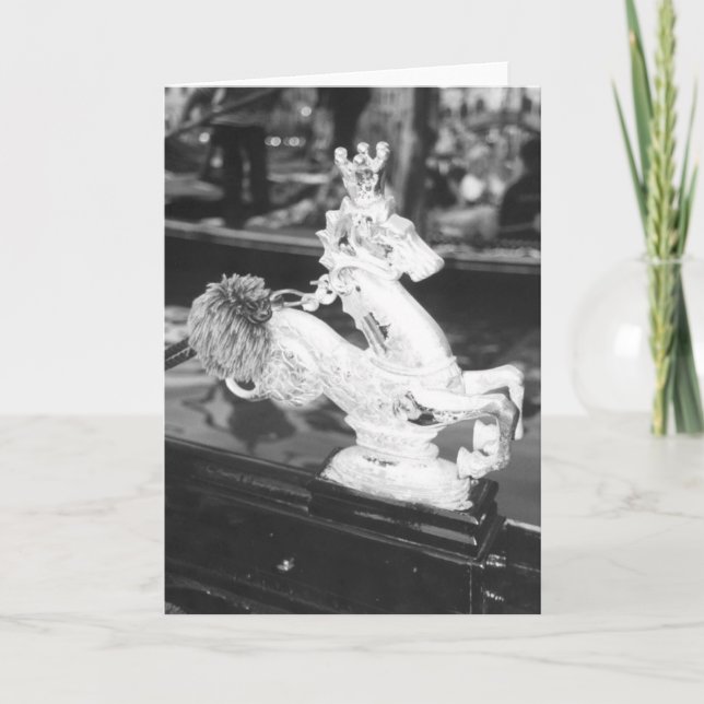 Venetian Gondola Horse Brass Note Greeting Card (Front)