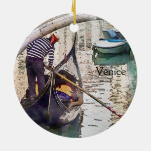 Venetian Gondola Venice Italy Canal Ceramic Ornament