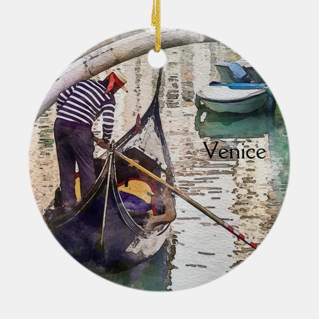 Venetian Gondola Venice Italy Canal Ceramic Ornament (Back)