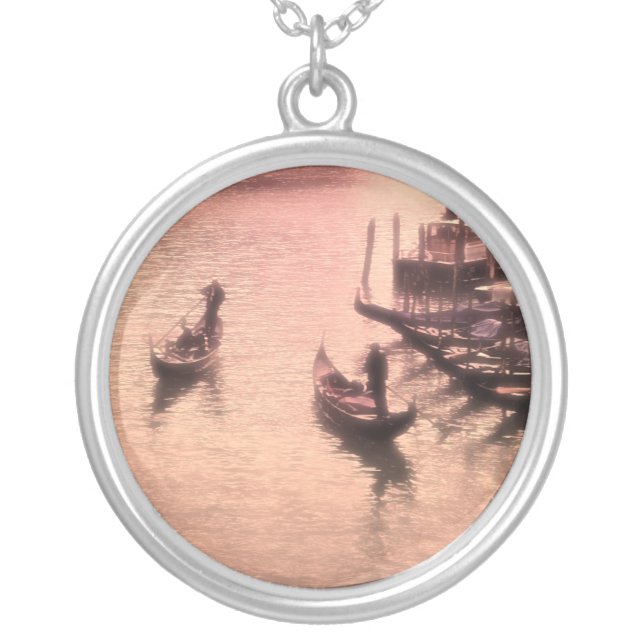 Venetian Gondolas. Dreamy Mode.Necklace Silver Plated Necklace (Front)