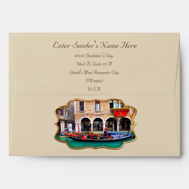 Venetian Gondolas Envelope (Back (Top Flap))