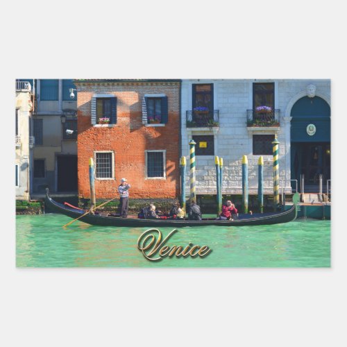 Venetian gondolier rectangular sticker