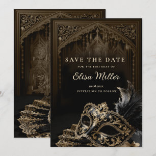 Venetian Gothic Masquerade Party Save the Date Invitation
