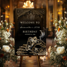 Venetian Gothic Masquerade Party Welcome Sign