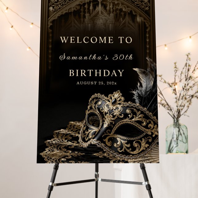 Venetian Gothic Masquerade Party Welcome Sign (In Situ (Stand))