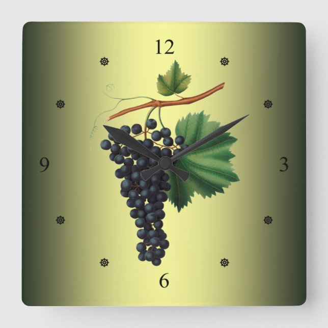 Venetian Grapes~Giorgio Gallesio~Botanical Fruit~ Square Wall Clock (Front)