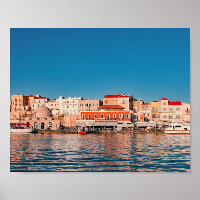 Venetian harbor in Chania at blue hour, Crete,   Poster (Front)